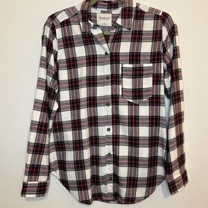 Abercrombie & Fitch Red, White & Black Plaid Flannel Shirt - Size S